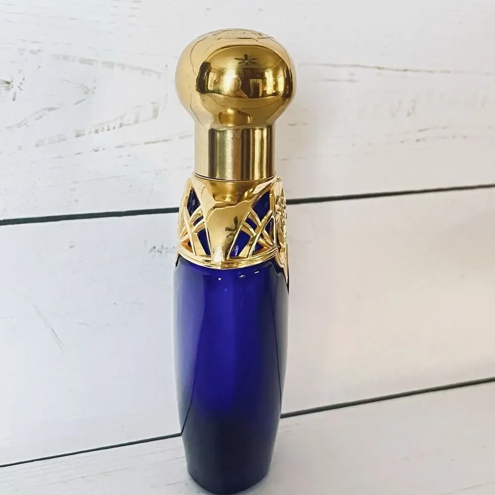 Avon Vintage Dark Blue Cobalt Mesmerize Cologne Bottle 5” High Bottle Is EMPTY